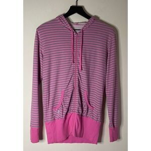 Victoria’s Secret Pink & Gray Striped Full Zip Hoodie